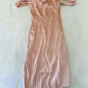 Oh Polly Blush Satin Midi Dress